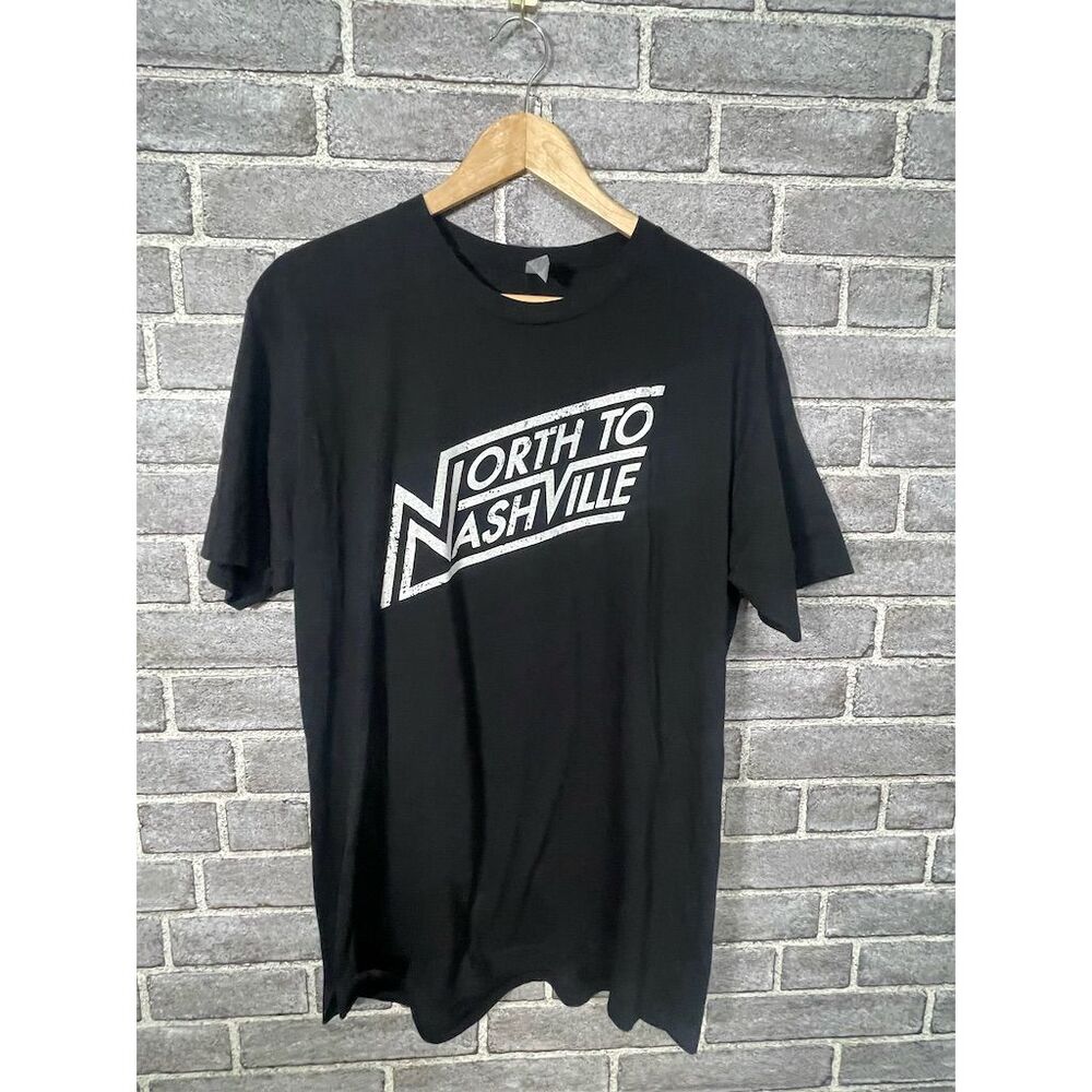 North to Nashville Men's XL Black Graphic Print T-Shirt Music Theme